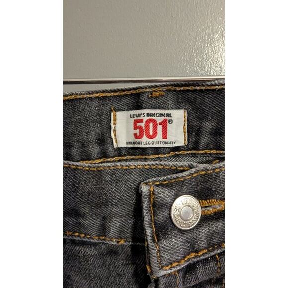 Levis 501 Jeans Mens 36x30 Pants Black Wash Workwear Faded Button Fly #499 - Picture 14 of 14